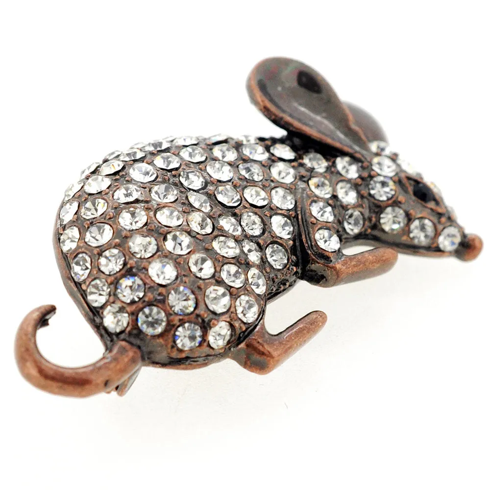 Crystal Copper Mouse Pin Brooch