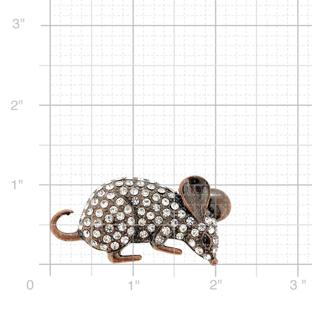 Crystal Copper Mouse Pin Brooch