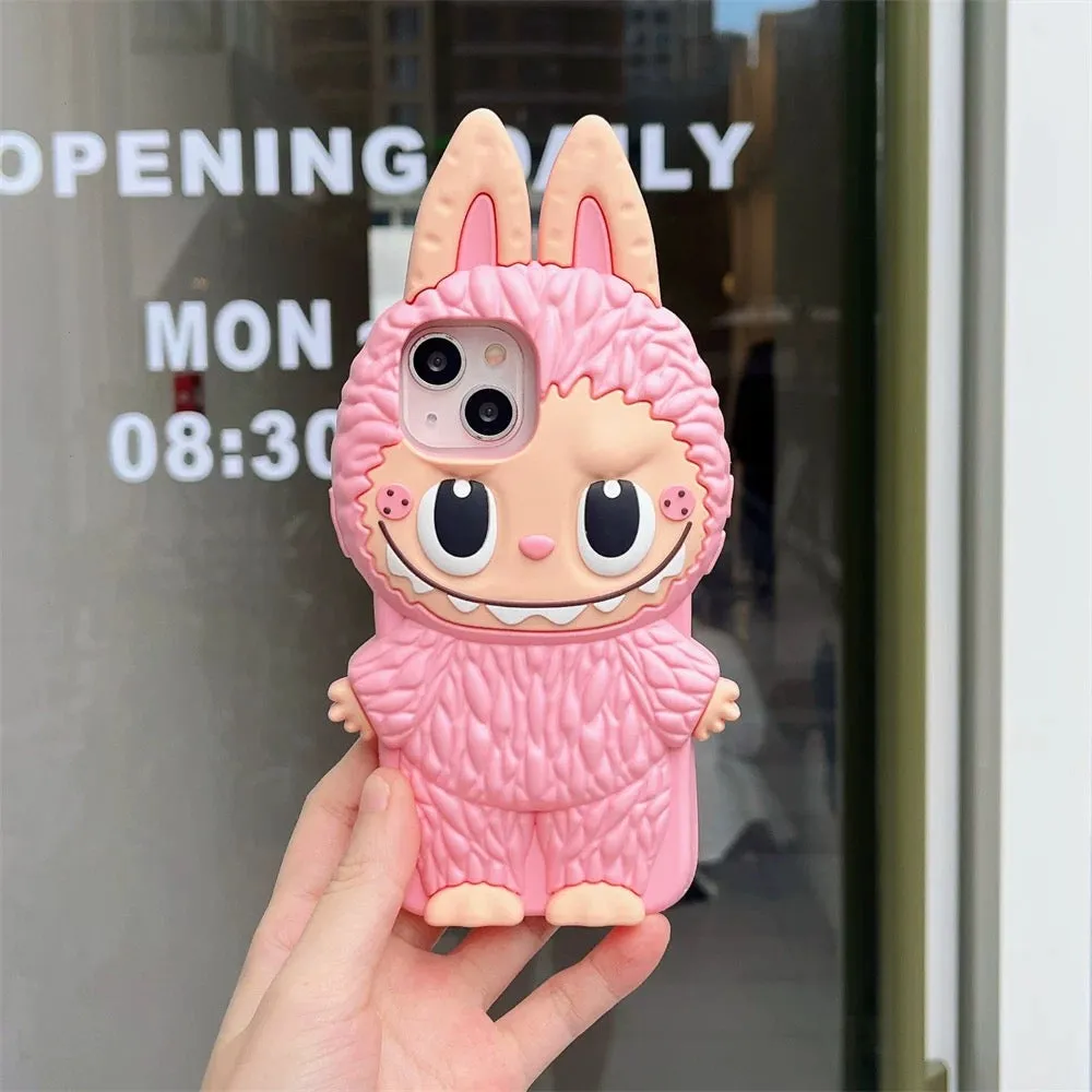 Cute Cartoon Labubu Zimomo Silicon Case | Brown Pink - iPhone Case 13 14 15 Pro Promax