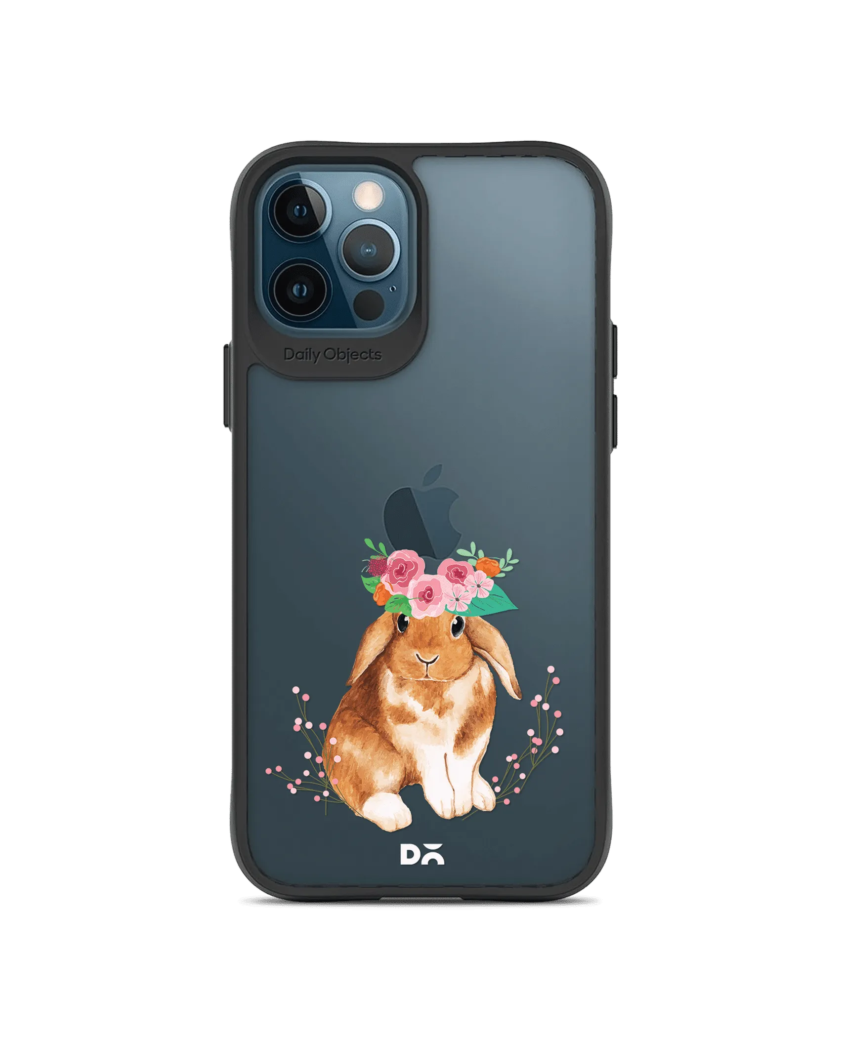 DailyObjects Flower Bunny Black Hybrid Clear Case Cover For iPhone 12 Pro Max