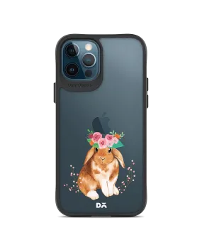 DailyObjects Flower Bunny Black Hybrid Clear Case Cover For iPhone 12 Pro Max