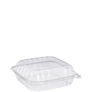 Dart C90PST1 8 x 8  x 3" ClearSeal Hinged Lid Plastic Container (250/CS)