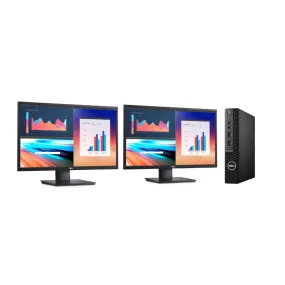 Dell OptiPlex 3080, Micro Desktop Bundled with 2 x 24" Dell Monitors, Intel Core i5-10500T, 2.3GHz, 16GB RAM, 256GB SSD, Windows 11 Pro - Grade A Refurbished-EE