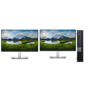 Dell OptiPlex 7070, Micro Desktop Bundled with Dual Monitor 2 x 22", Intel Core i7-9700T, 2.0GHz, 16GB RAM, 256GB SSD, Windows 10 Pro - Grade A Refurbished