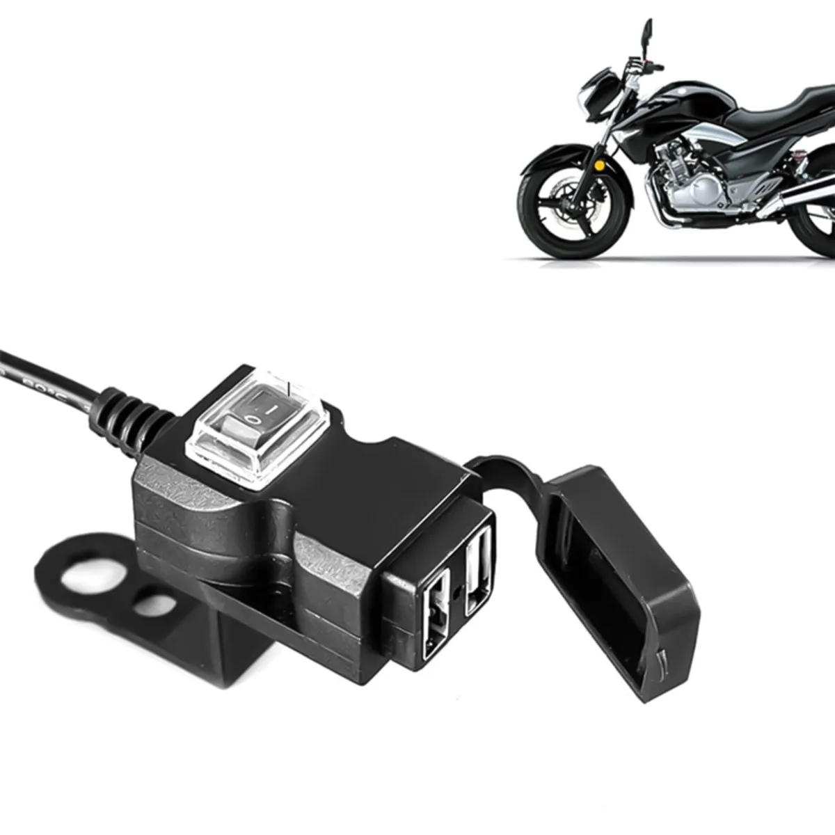 Dual USB Port 12V-24V Waterproof Motorcycle Handlebar Charger 5V 1A/2.1A Adapter for Mobile Phone