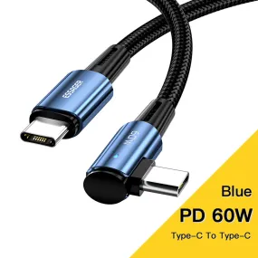 Essager PD 60W 5A Type C To Type C 2 Meters Black/Blue