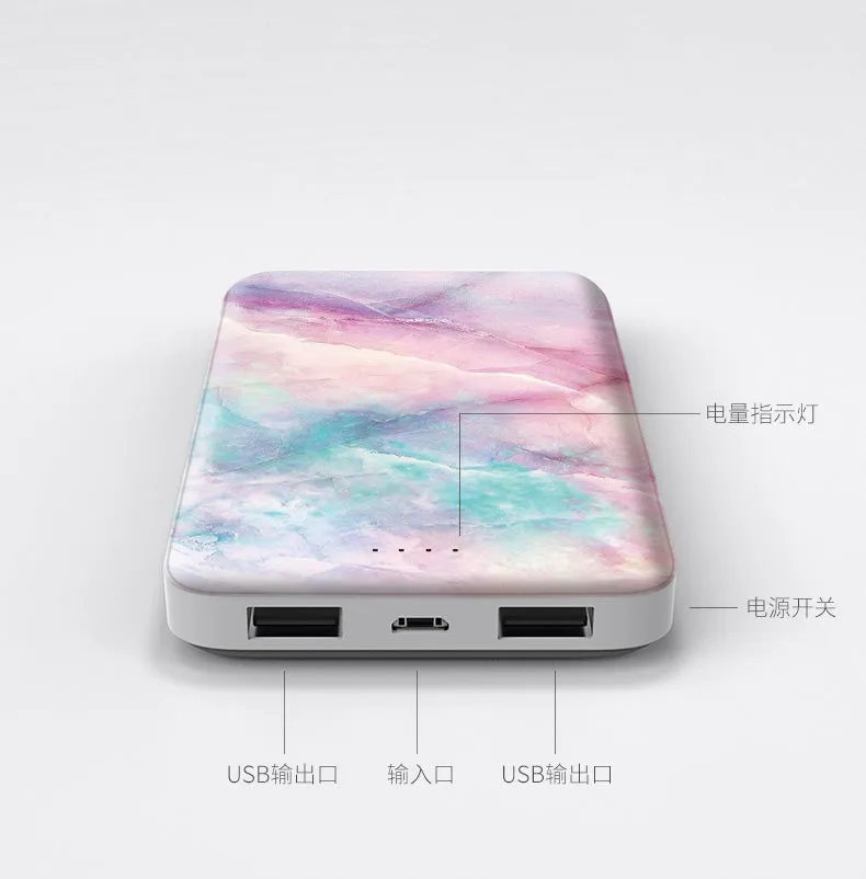 Fairy Stone Marbling Pattern USB Portable Charger Power Bank Creative Gift