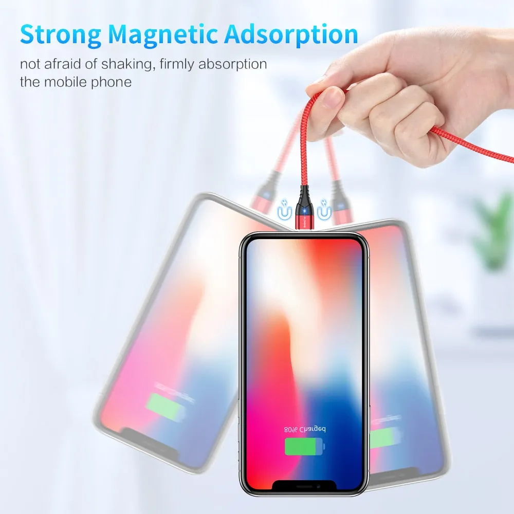 FLOVEME Magnetic Cable Micro USB Type C For iPhone Lighting Cable 1M 3A Fast Charging Wire Type-C Magnet Charger Phone Cable