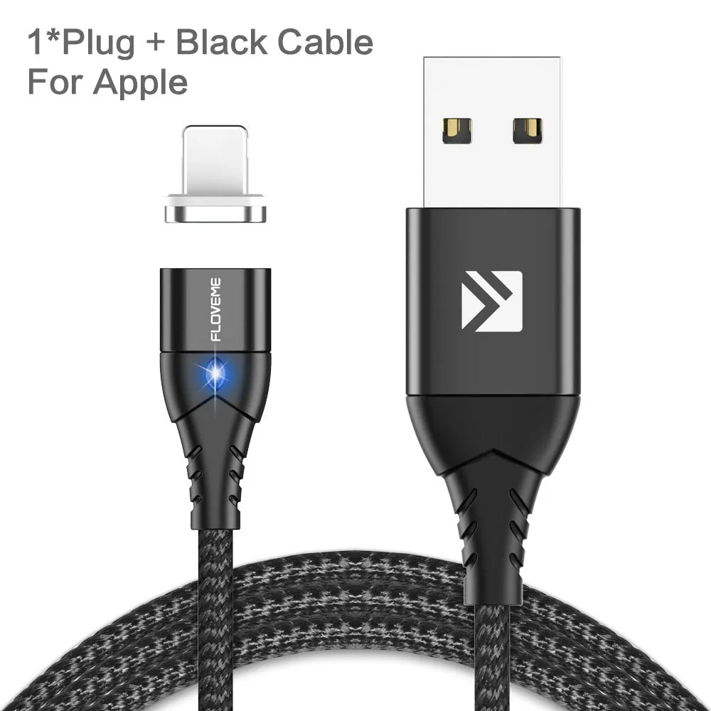 FLOVEME Magnetic Cable Micro USB Type C For iPhone Lighting Cable 1M 3A Fast Charging Wire Type-C Magnet Charger Phone Cable