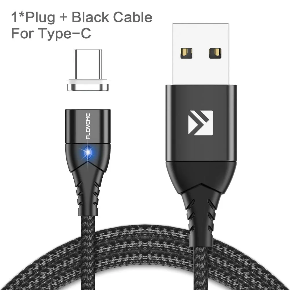 FLOVEME Magnetic Cable Micro USB Type C For iPhone Lighting Cable 1M 3A Fast Charging Wire Type-C Magnet Charger Phone Cable