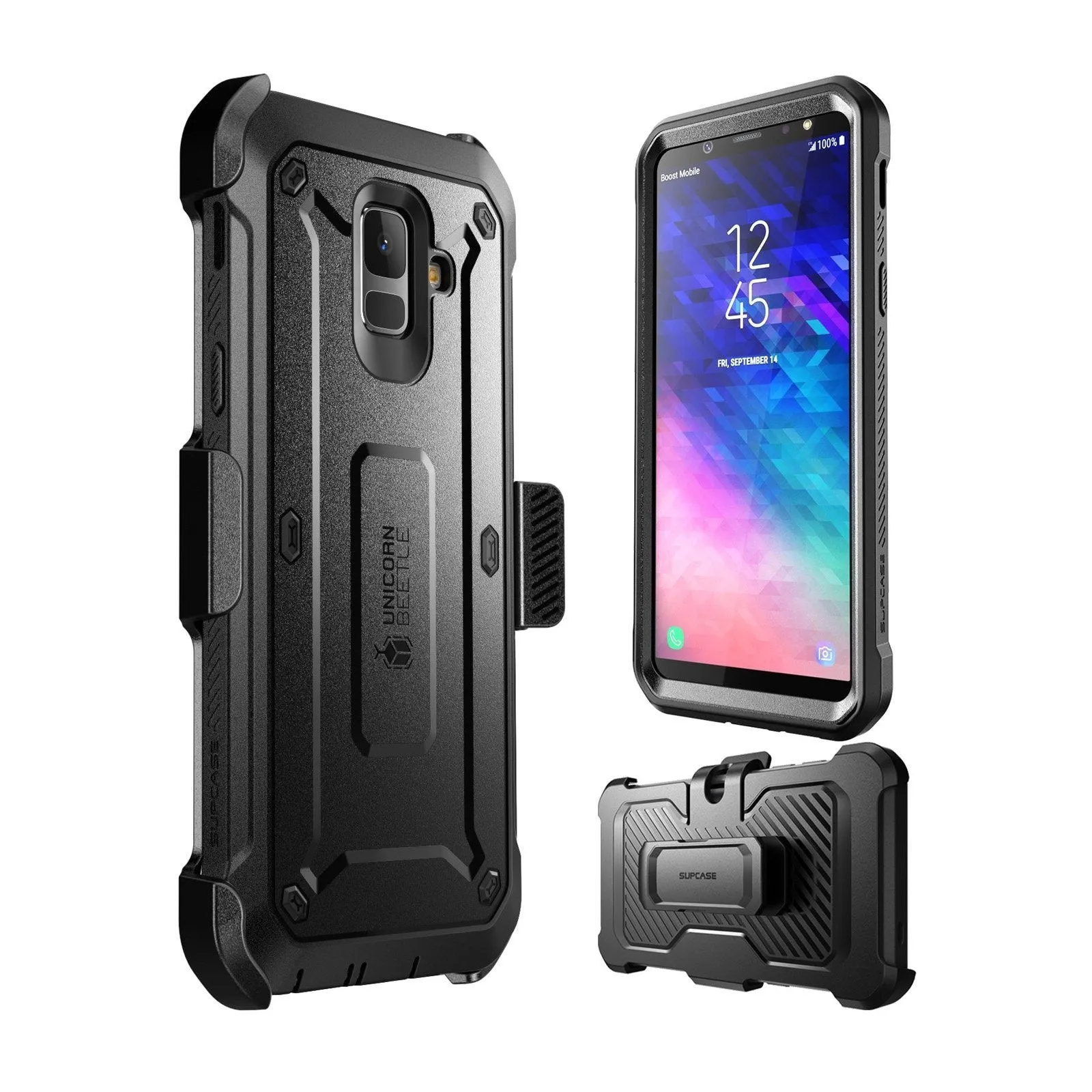 Galaxy A6 Unicorn Beetle Pro Rugged Holster Case-Black