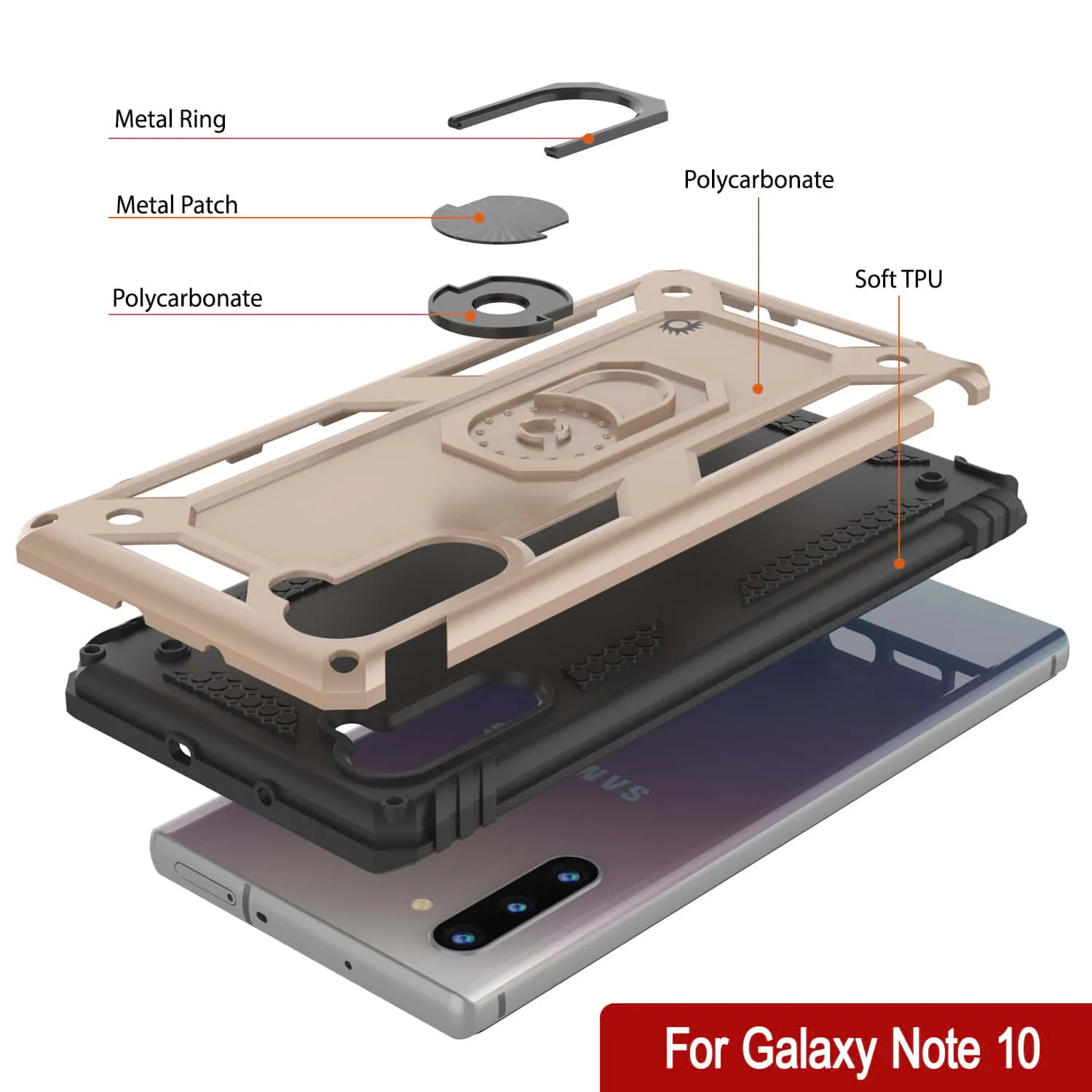 Galaxy Note 10 Punkcase Armor Military Case Gold