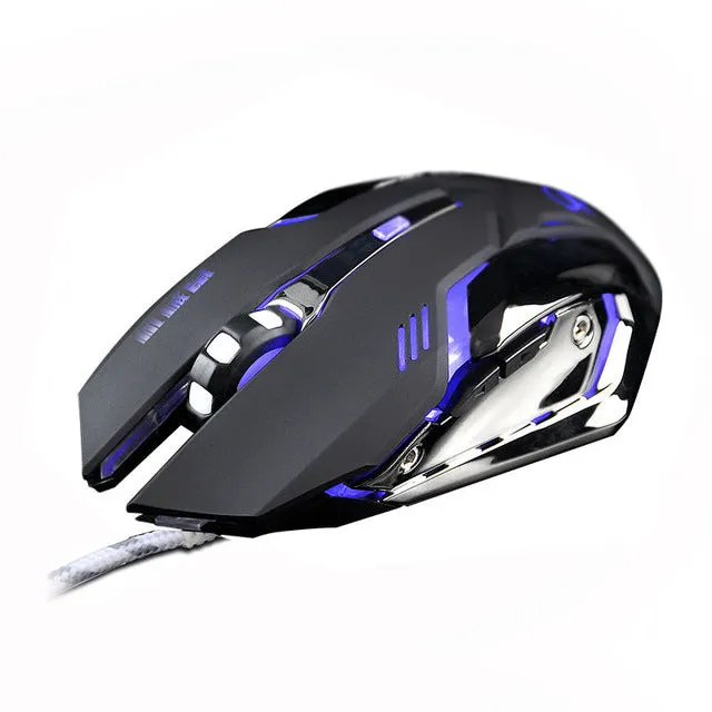 Gaming Mouse Ajustable 3200 DPI 6 Buttons Optical High-grade USB Wired Game Mouse Gamer 4 Color Breathing  Light