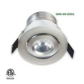 GM Lighting GMR6-WW 2 7/8" 6W LED Round Recessed Downlight Adjustable Gimbal Selectable Trim 30K