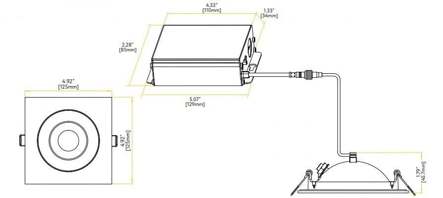 Goodlite Flarion G-01321 4" 13W LED Rotating Square Gimbal Selectable CCT