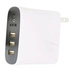 Griffin (10W/2.1A) Ultra-Powerful 3 Port USB Wall Charger - White/Black