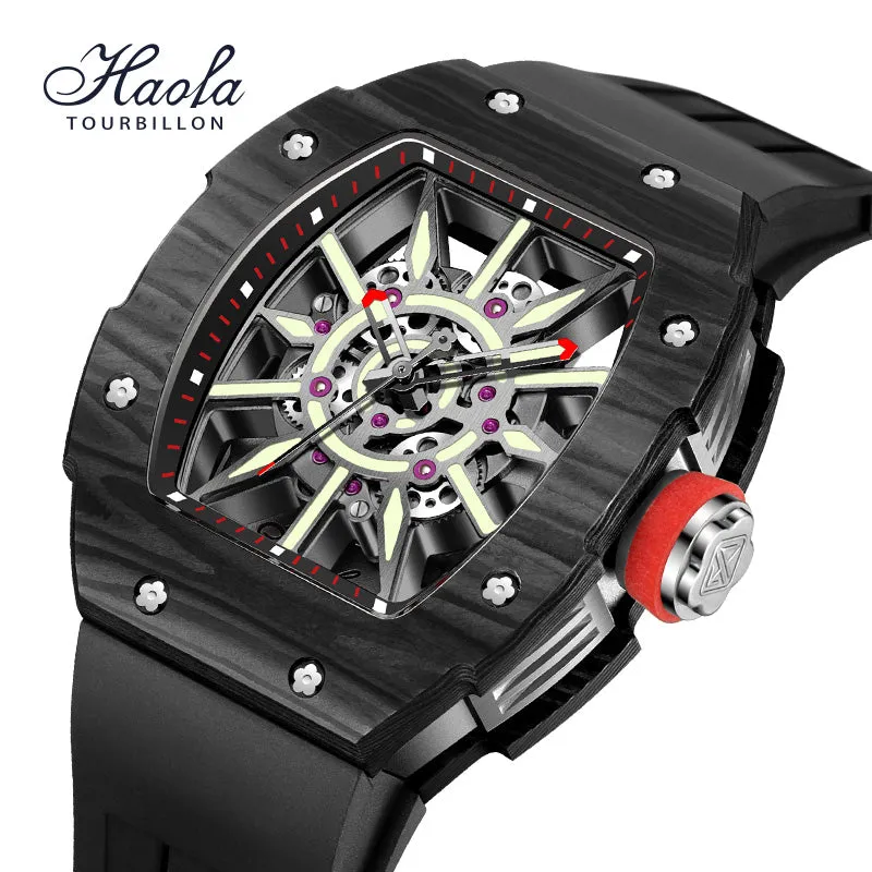 HAOFA 1905 Carbon Fiber  Bezel Titanium Magnesium Alloy Case Super Luminous Mechanical Watch