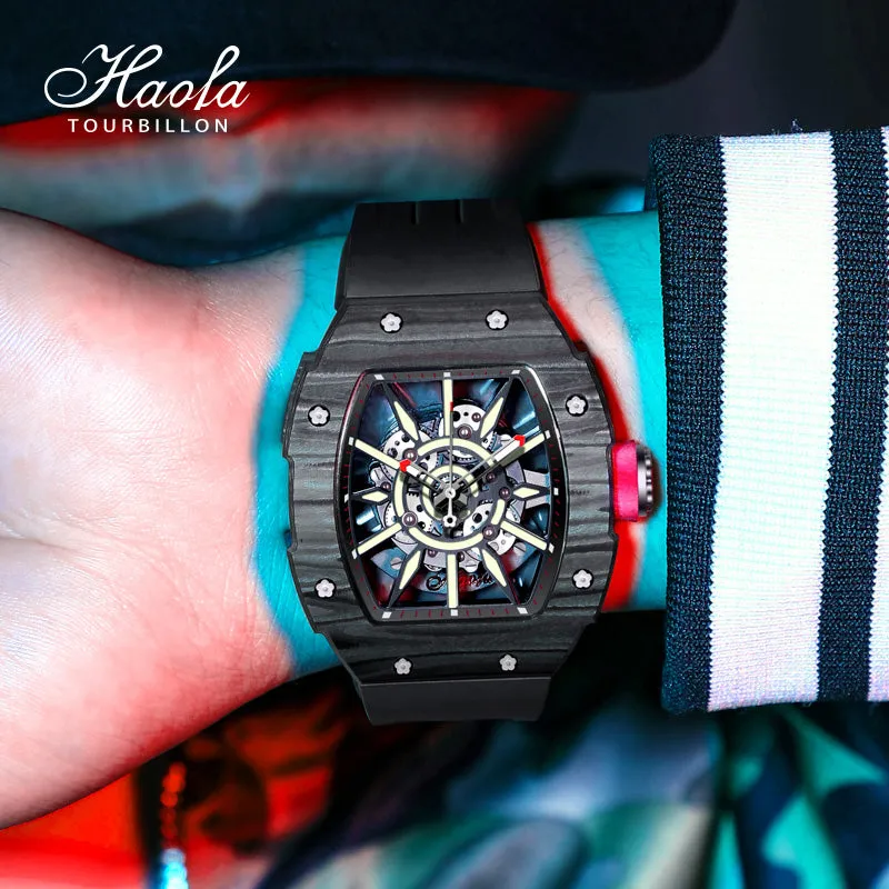 HAOFA 1905 Carbon Fiber  Bezel Titanium Magnesium Alloy Case Super Luminous Mechanical Watch