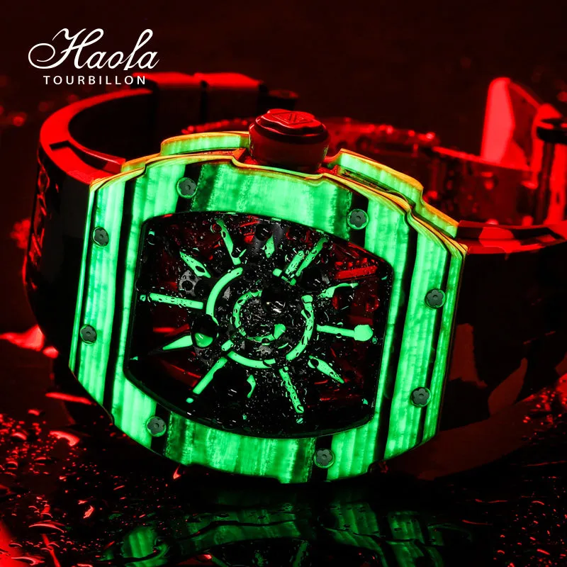 HAOFA 1905 Carbon Fiber  Bezel Titanium Magnesium Alloy Case Super Luminous Mechanical Watch