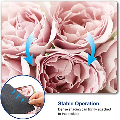 Hokafenle Mouse Pad Flower, Cute Floral Mouse Pads for Women, Mouse Mat Square Waterproof Mouse Pad Non-Slip Rubber Base MousePads for Office Laptop Computer, Pink Roses