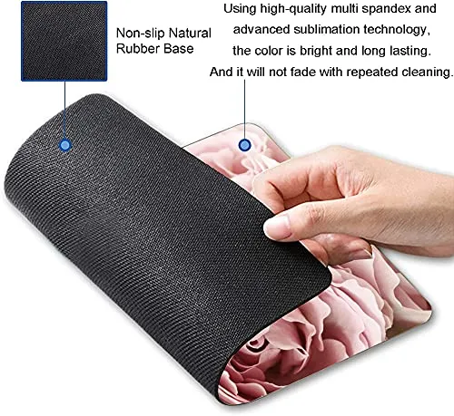 Hokafenle Mouse Pad Flower, Cute Floral Mouse Pads for Women, Mouse Mat Square Waterproof Mouse Pad Non-Slip Rubber Base MousePads for Office Laptop Computer, Pink Roses