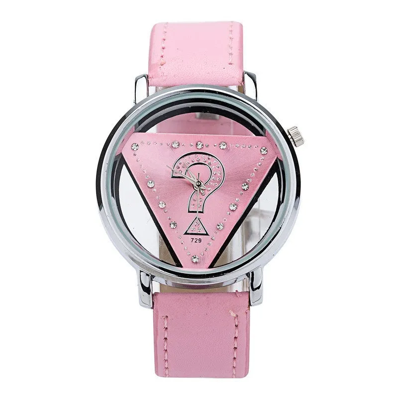 Hollow Dial Luxury Watch Big Brand Women Casual Wristwatch Leather Strap Lady Quartz-Watch Girl Dress Watch