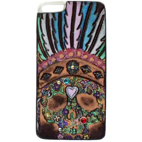 HPC52A - Painted Feather Skull iPhone Case