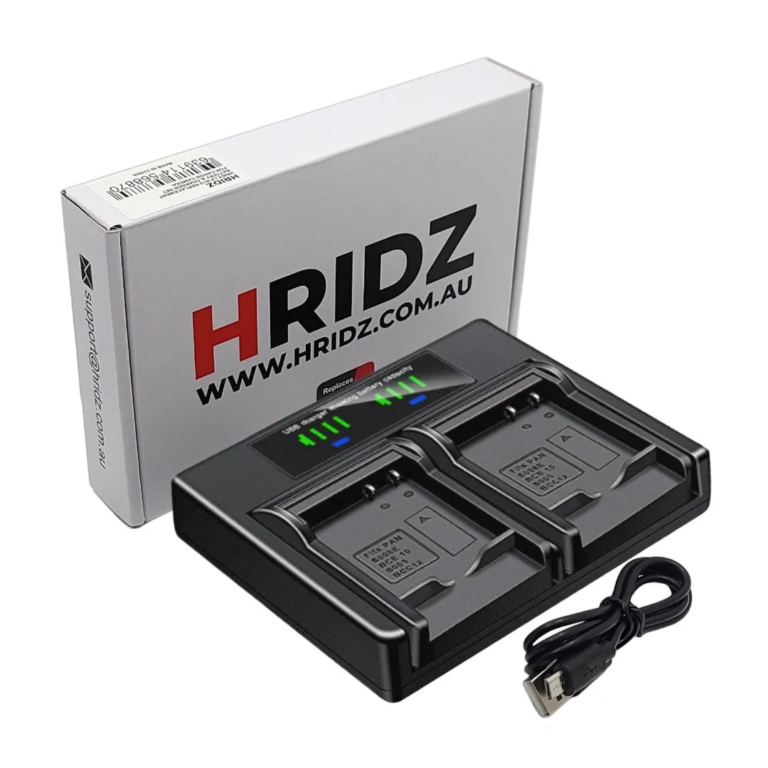 Hridz DMW-BCE10 Dual Battery Charger for Leica Panasonic Ricoh S008E BCE10 CGA-S008E Battery