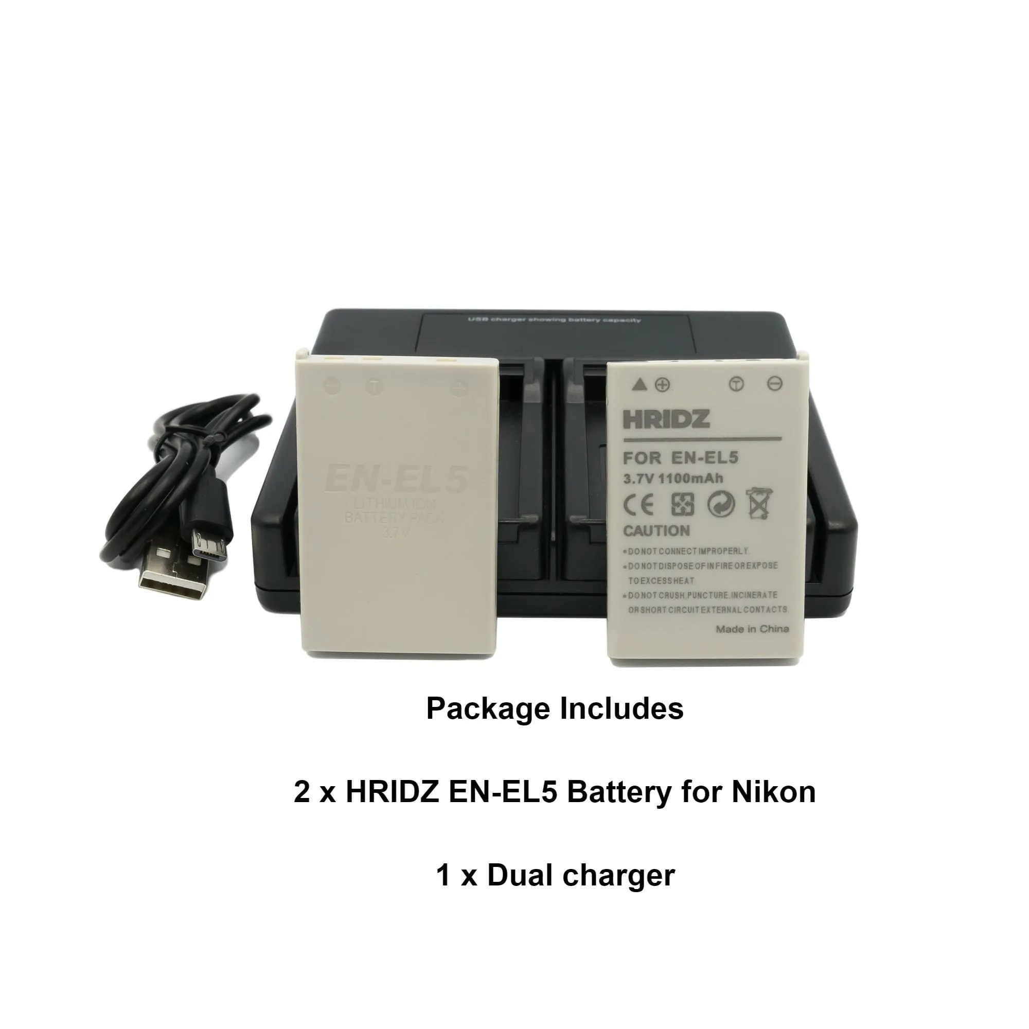 HRIDZ EN-EL5 Battery & Charger Set For Nikon Coolpix 3700 4200 5200 5900 7900 E3700 P5000