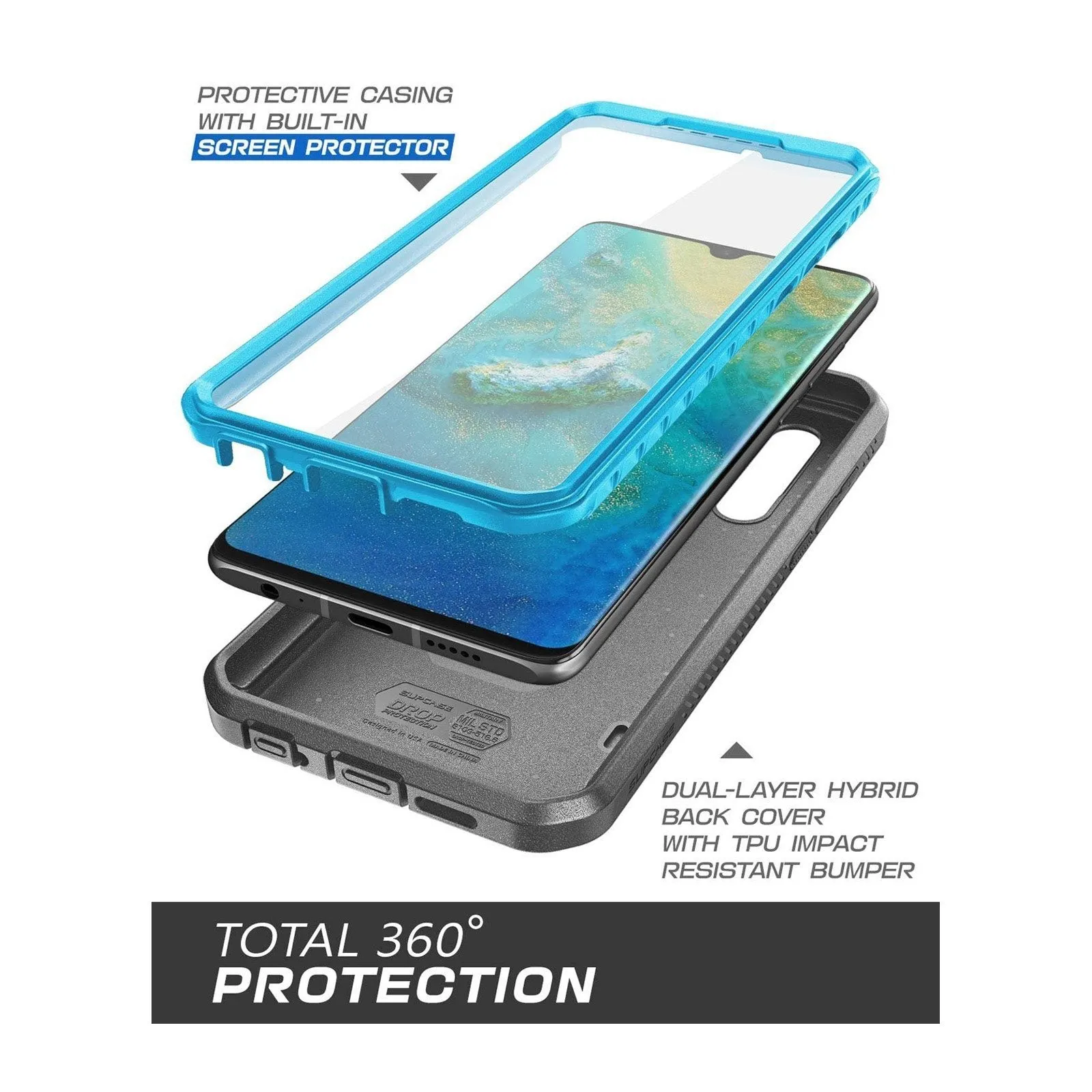 Huawei P30 Unicorn Beetle Pro Rugged Holster Case-Blue