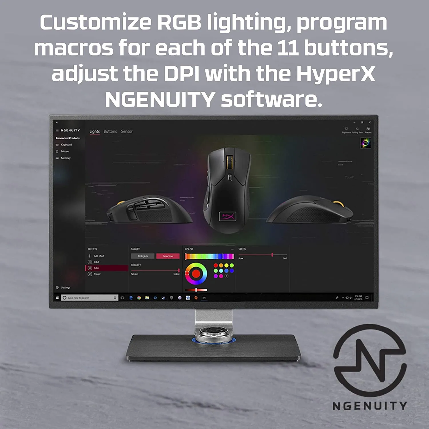 HyperX Pulsefire Raid – Gaming Mouse, 11 Programmable Buttons, RGB, Ergonomic Design, Comfortable Side Grips, Software-Controlled Customization