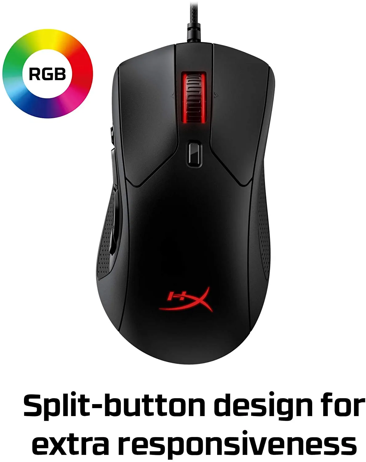 HyperX Pulsefire Raid – Gaming Mouse, 11 Programmable Buttons, RGB, Ergonomic Design, Comfortable Side Grips, Software-Controlled Customization