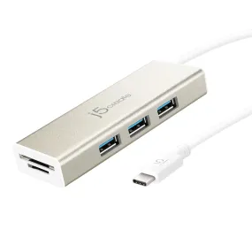 J5Create USB-C Type-C to USB 3.0 Hub / SD & microSD Card Reader Converter JCH347