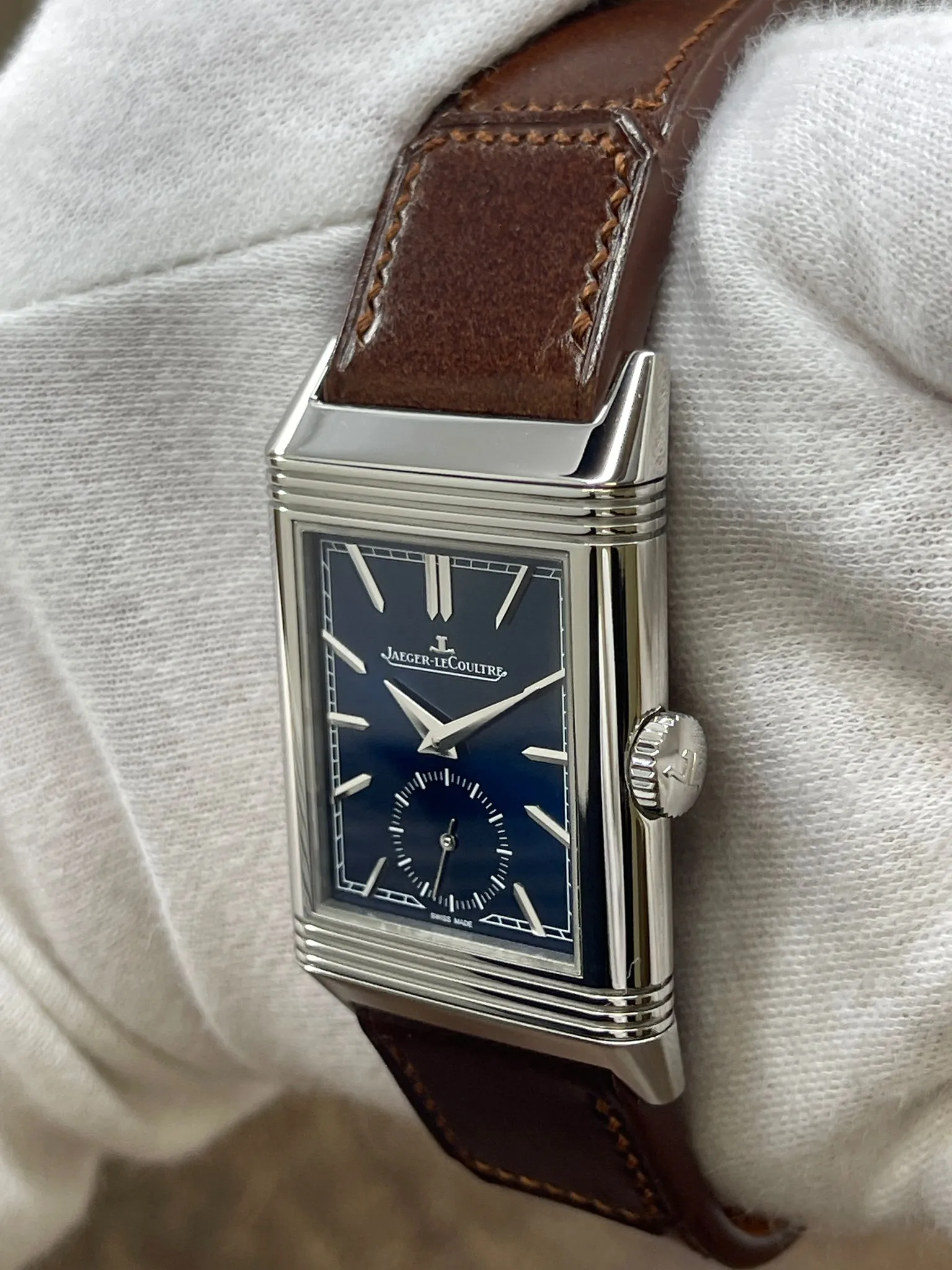 Jaeger-Lecoultre Reverso Tribute Q3978480 Blue Dial Hand Wind Men's Watch