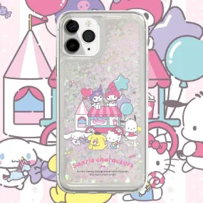 Japanese Cartoon Sanrio Friends Popcorn Shop Hello Kitty My Melody Kuromi Cinnamoroll Pompompurin Pocaccho - Glitter QuickSand iPhone Case 6 7 8 PLUS SE2 XS XR X 11 12 13 14 15 Pro Promax 12mini 13mini