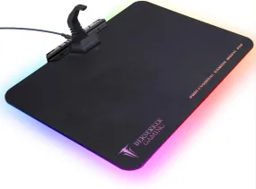 Large RGB LED Gaming Mouse Pad Hard Micro Texture Surface -7 Light Up Modes - Mouse Bungee Cable Manager Holder Attachment - PC; Mac; Linux