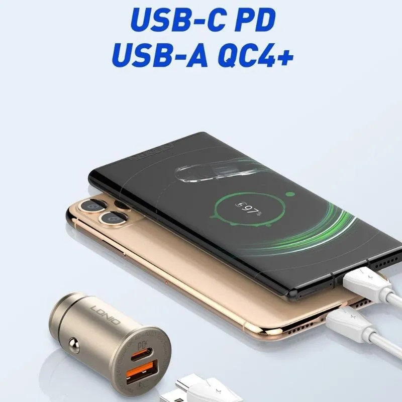 LDNIO C506Q | 30W PD Car Charger | Dual Ports (Type-C & USB)