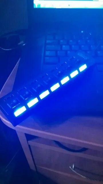 LED Backlight 7 Port Built-in USB 2.0 Adapter Hub