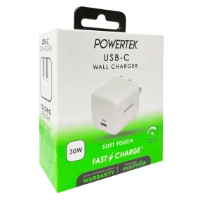 Liquipel Powertek White Type-C Fast Charging Wall Charger, 30W