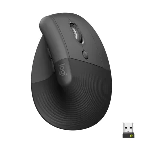 Logitech Lift Vertical Ergonomic Mouse - Vertical Mouse - Ergonomic - Optical - 6 Buttons - Wireless - Bluetooth, 2.4 Gh