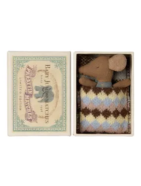 Maileg: Sleepy wakey baby mouse in matchbox - Blue