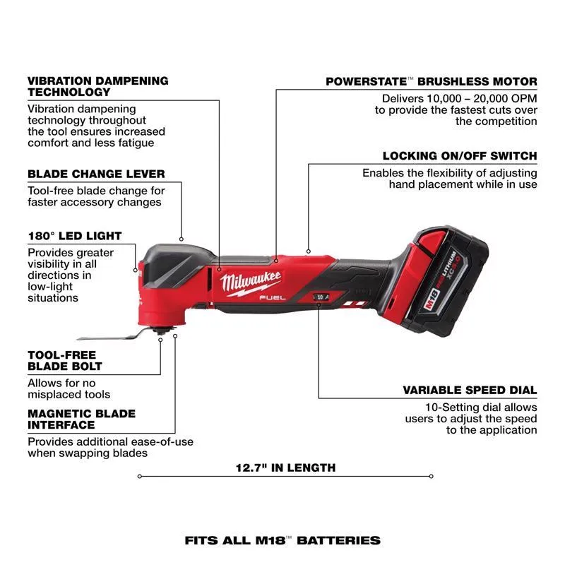 Milwaukee M18 FUEL Cordless Oscillating Multi-Tool Kit (Battery & Charger)