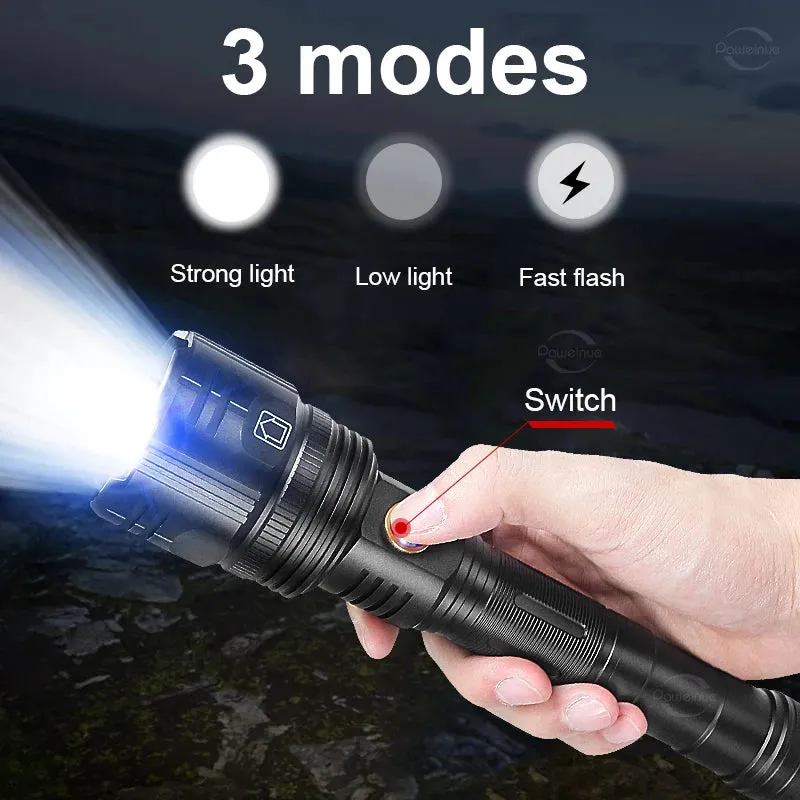 Most Powerful Flashlight Long Range Led Flashlight Ultra Strong Spotlight LED Lantern Zoom LED Torch Waterproof Hand Lamp