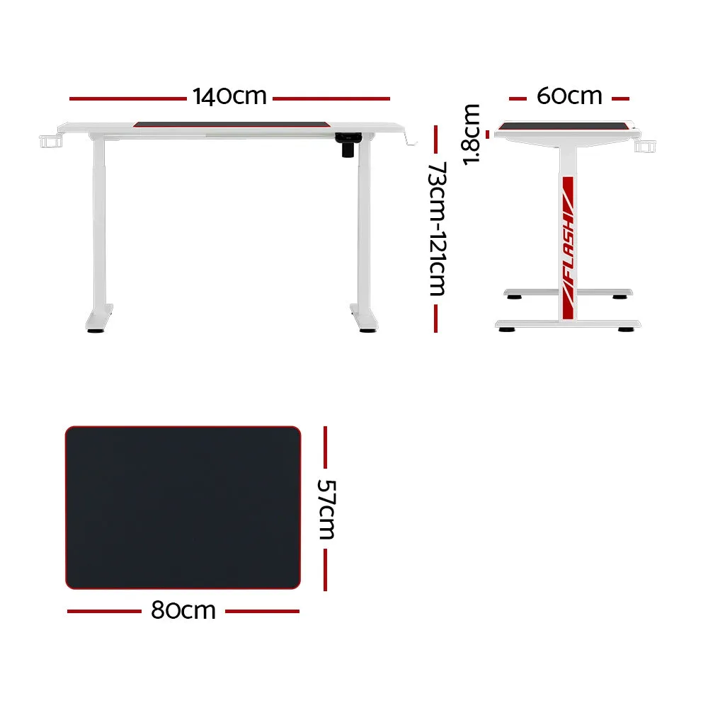 Motorised RGB LED Standing Gaming Desk, 140CM - Artiss