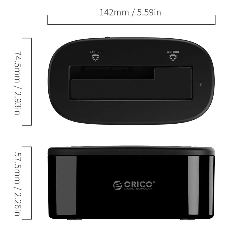 Orico 1 Bay Usb3.0 2.5" / 3.5" Hdd|Ssd Vertical Dock - Black