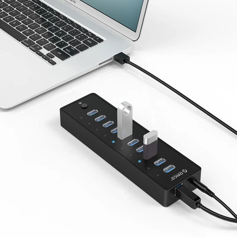 Orico 10 Port 30W Additional Power Usb3.0 Hub - Black