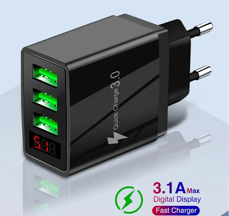 PBG 3 Port Wall Charger with LED Voltage Display Charge 3 Devices at once!