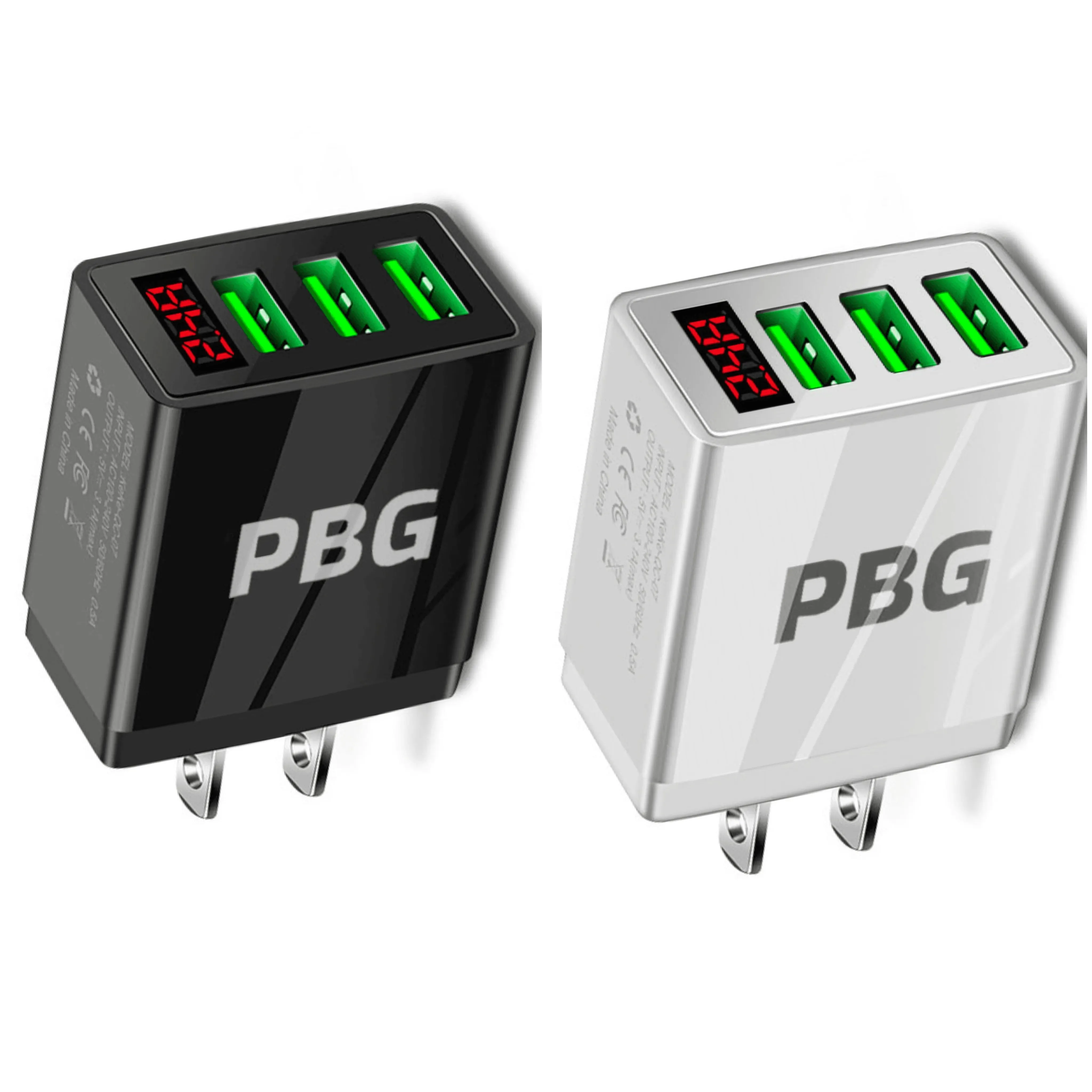 PBG 3 Port Wall Charger with LED Voltage Display Charge 3 Devices at once!