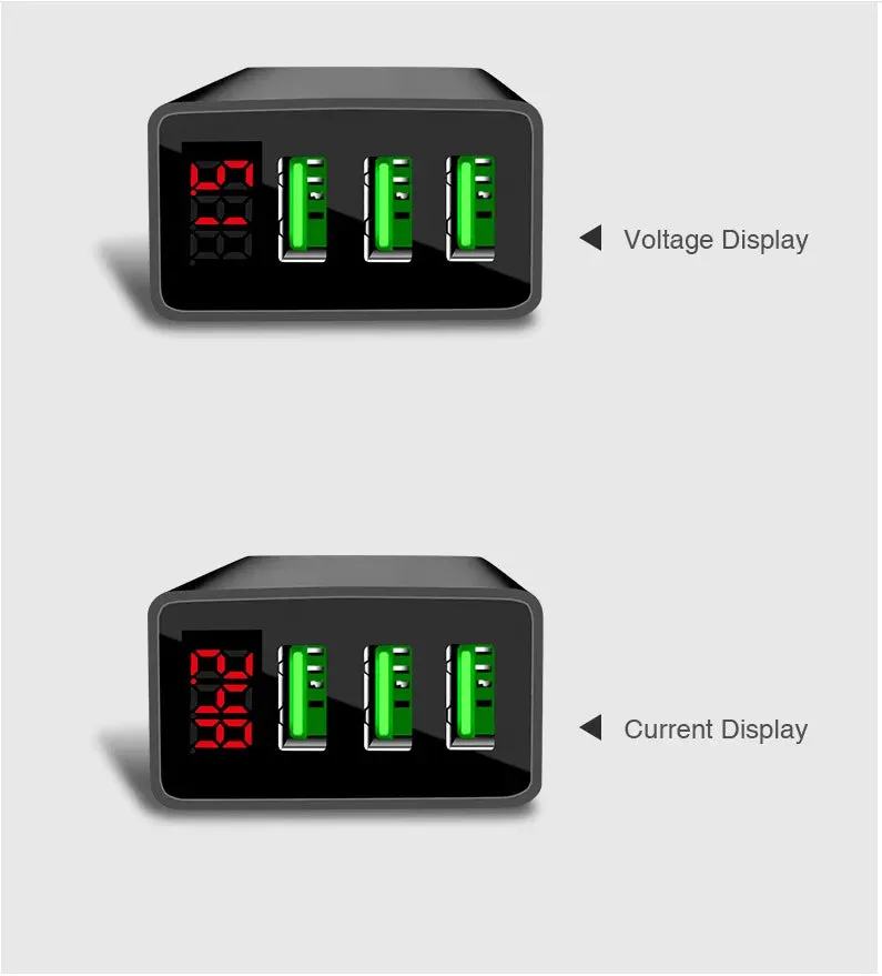 PBG 3 Port Wall Charger with LED Voltage Display Charge 3 Devices at once!