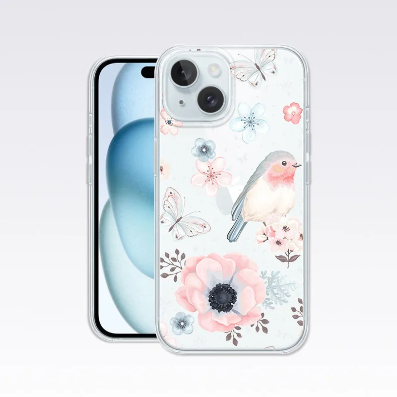 Pink and White Floral Pattern Clear Silicon Cover